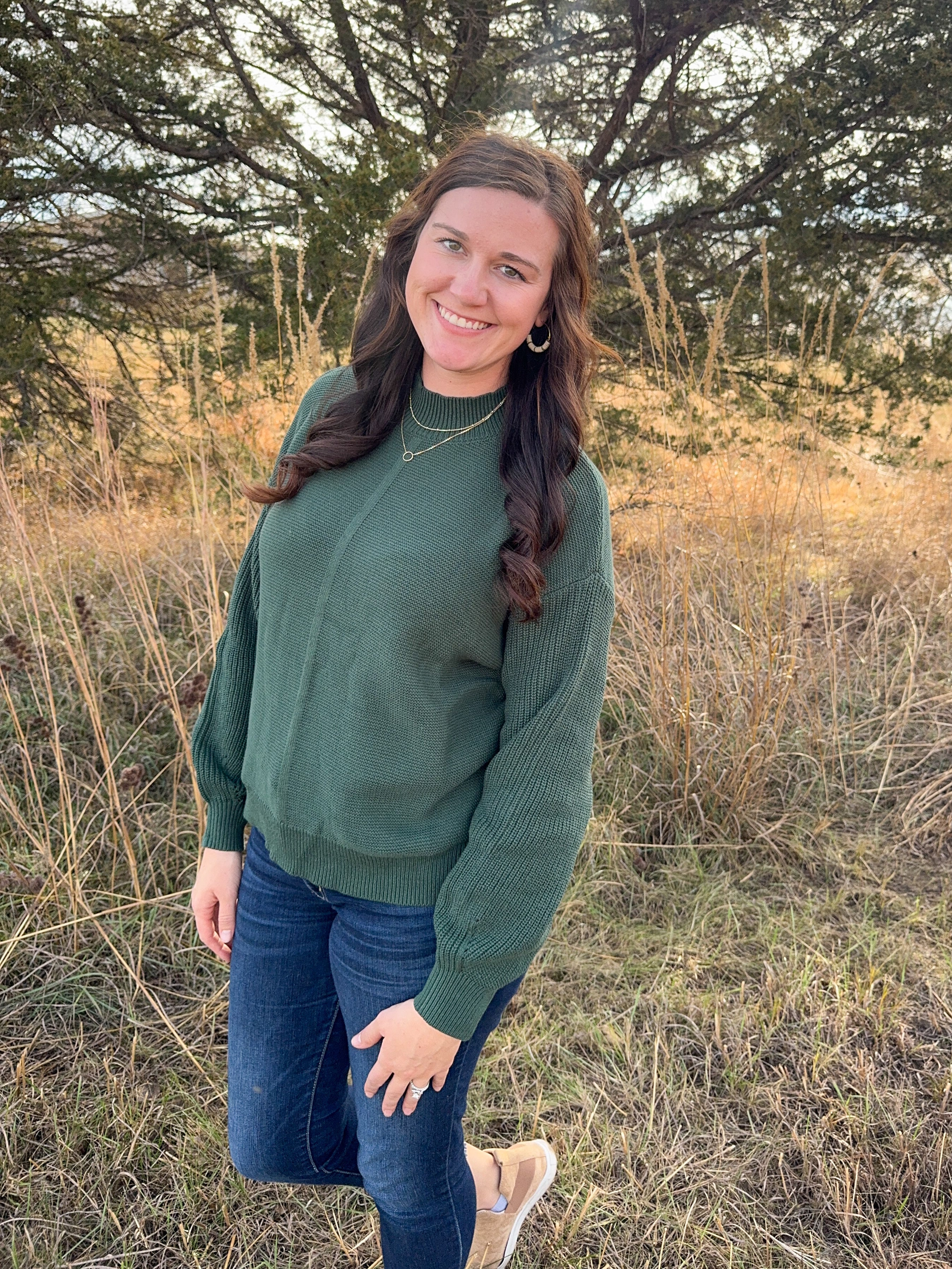 Mist Green Solid Color Sweater