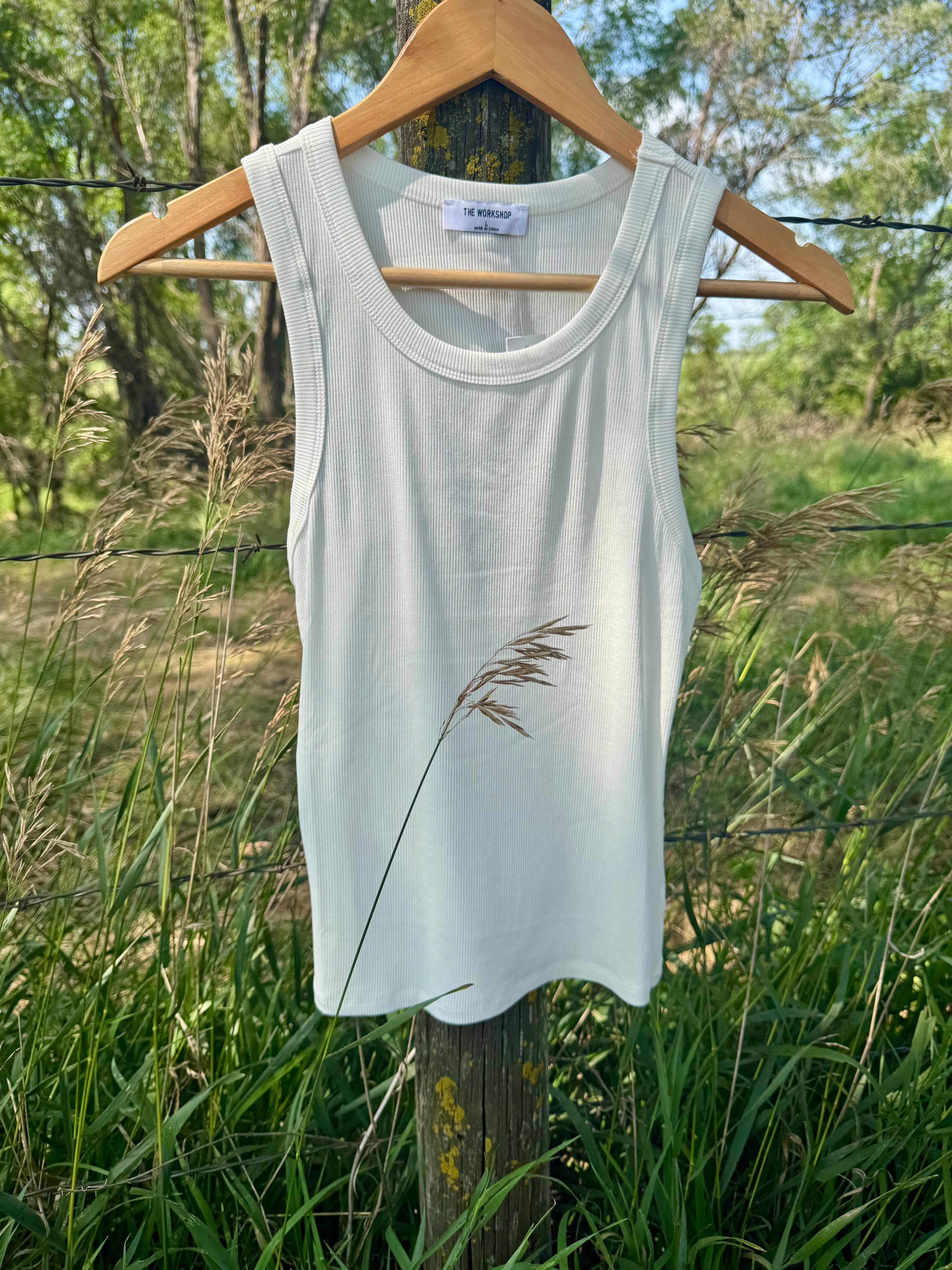 White Rib Sleeveless Tank Top