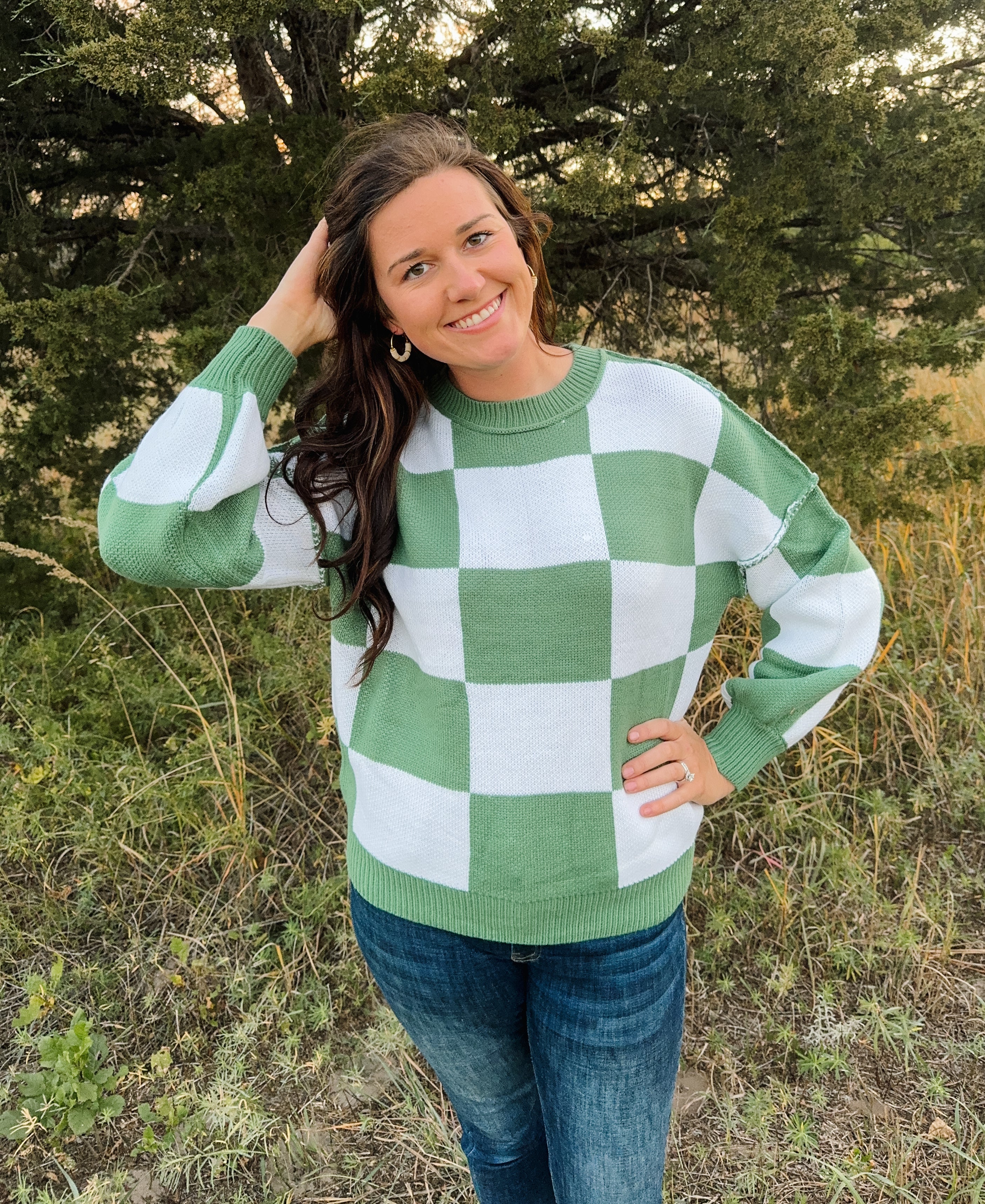 Green Checkered Sweater