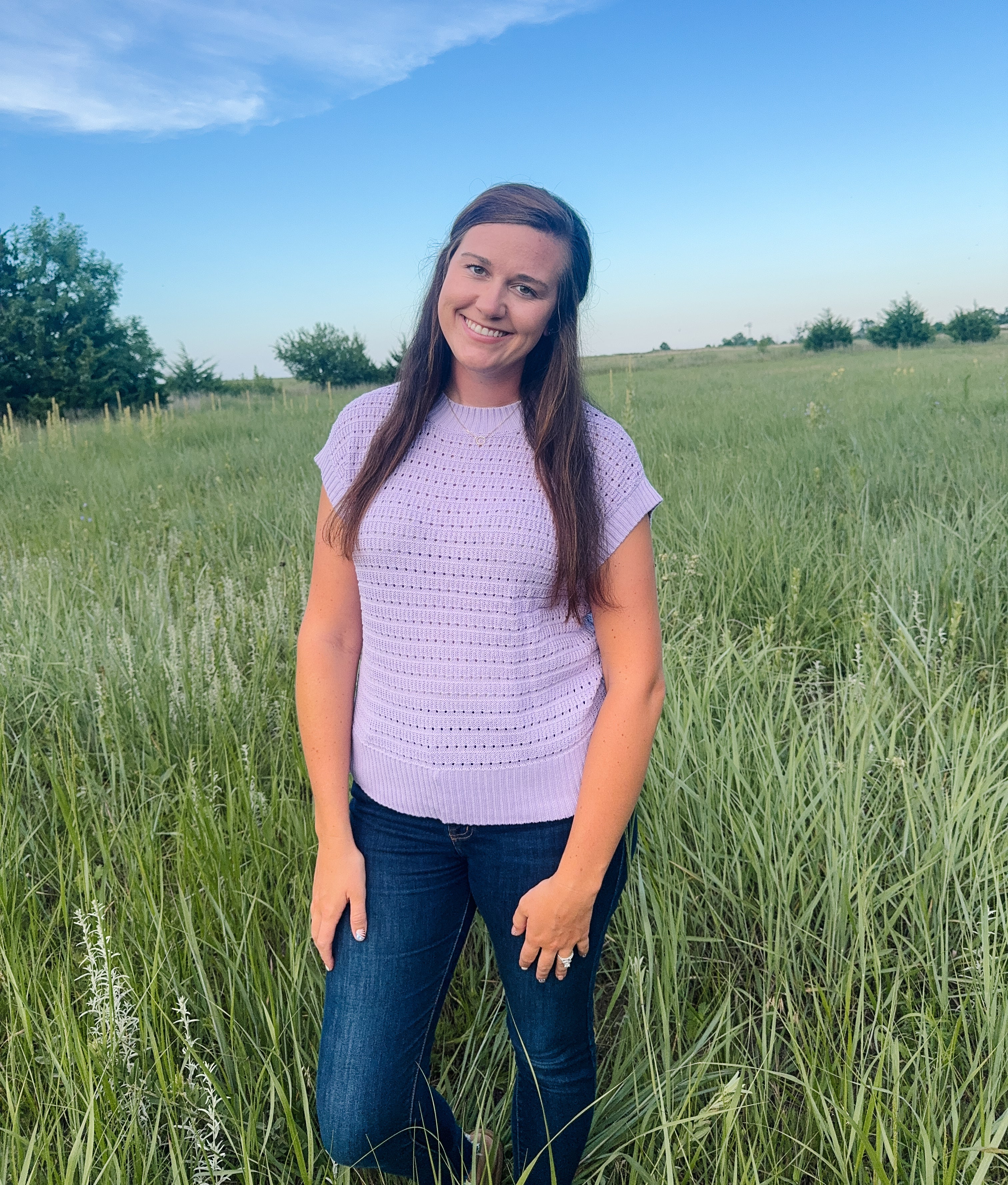 Lavender Ribbed Short Sleeve Sweater Top