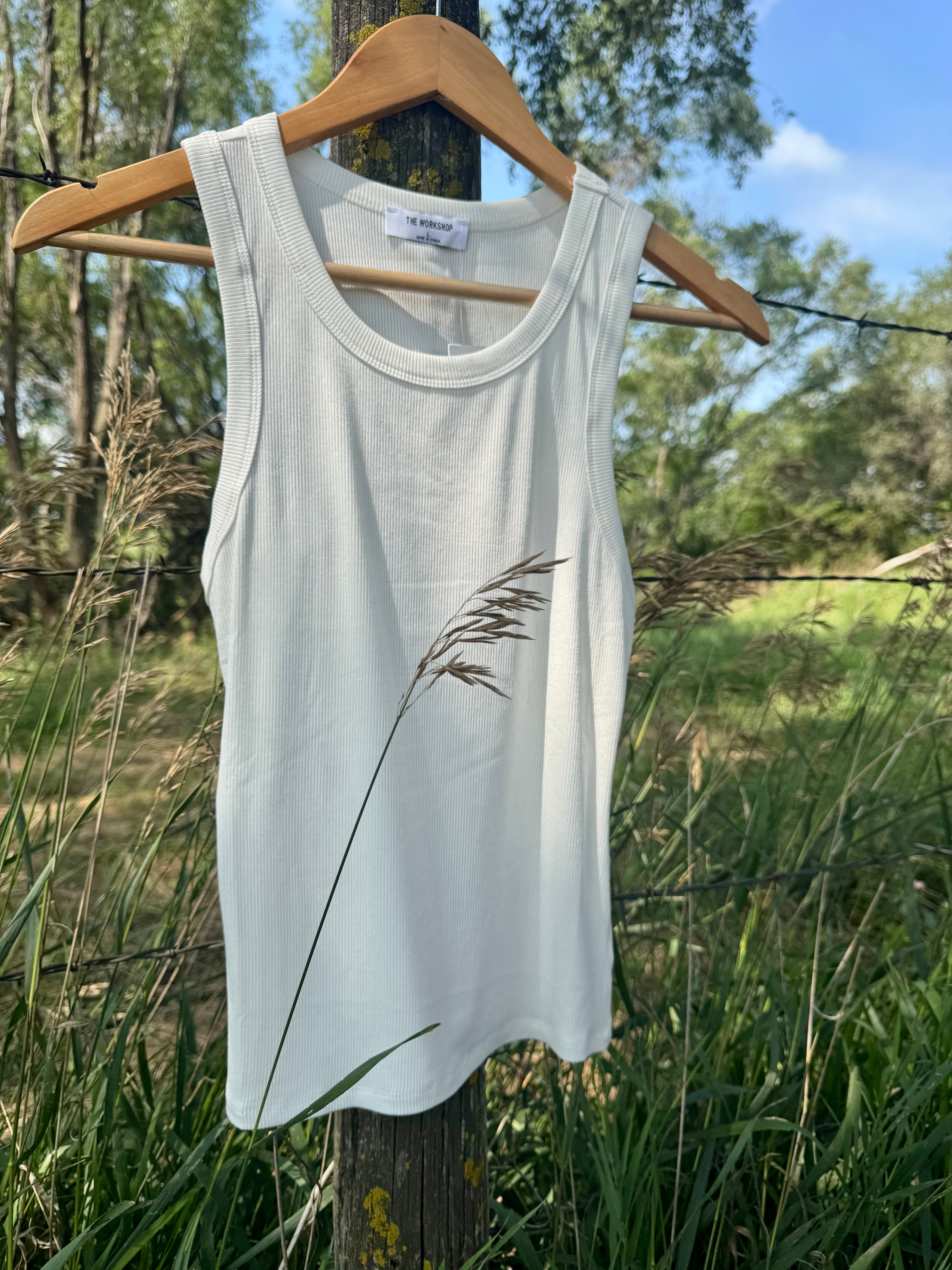 White Rib Sleeveless Tank Top