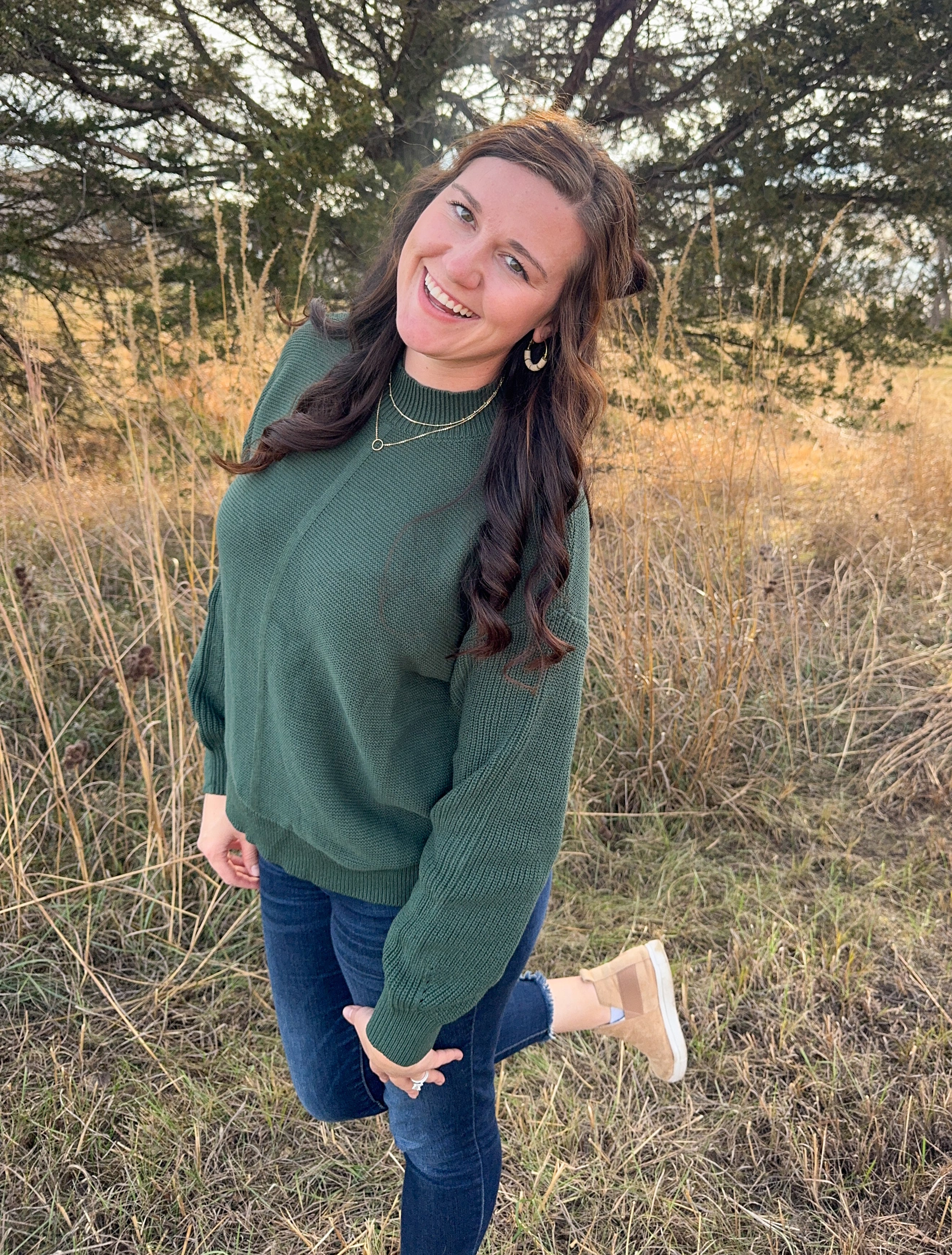 Mist Green Solid Color Sweater