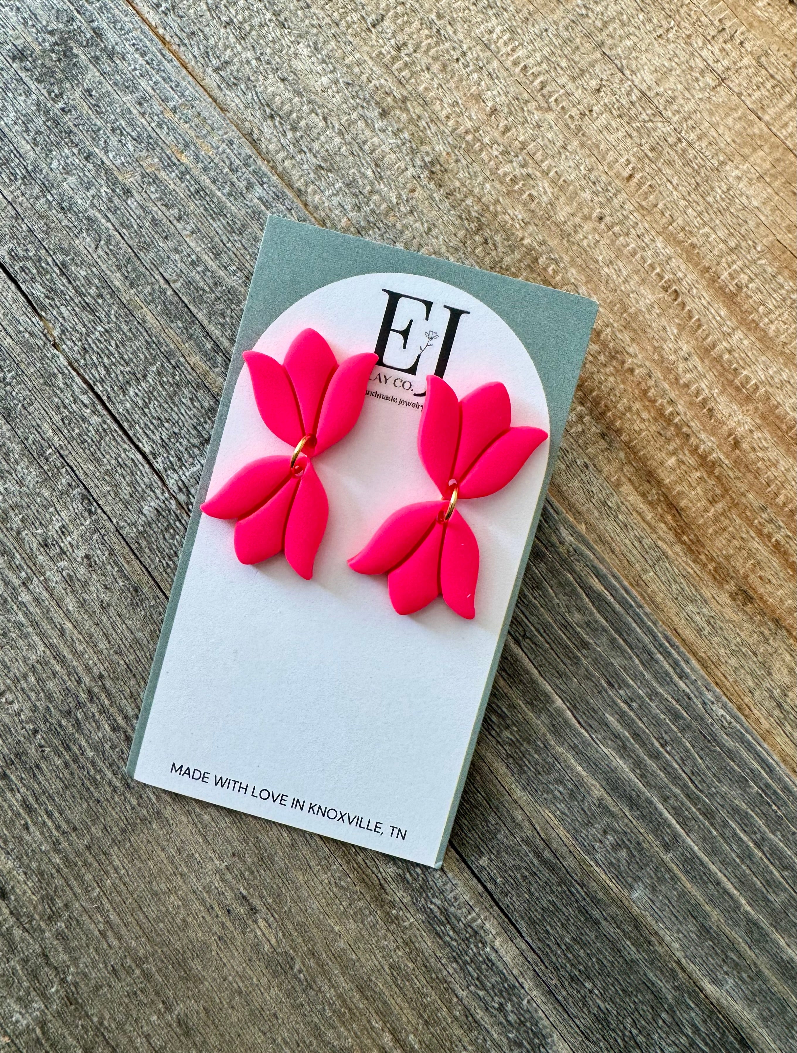 Hot Pink Tulip Earrings