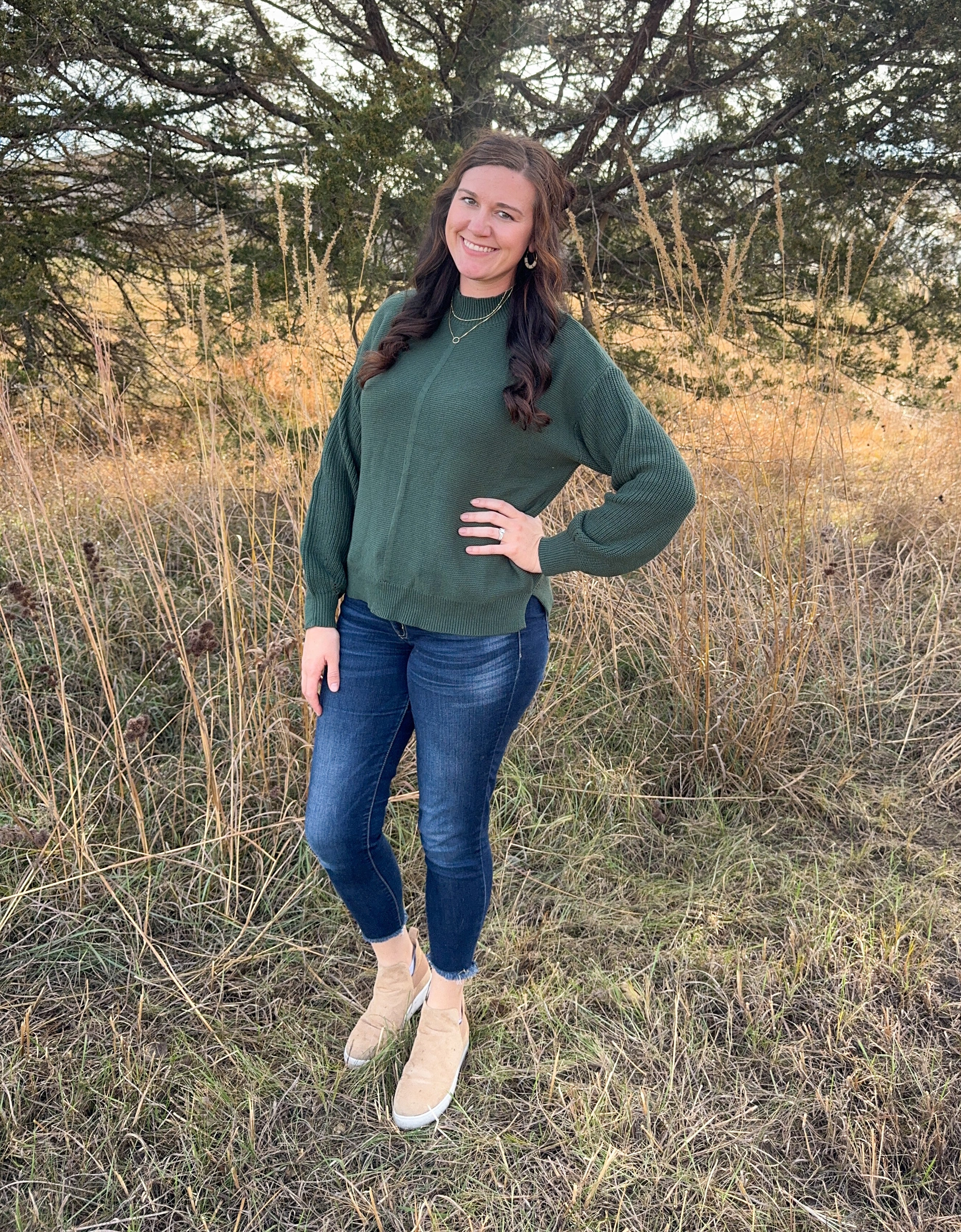 Mist Green Solid Color Sweater