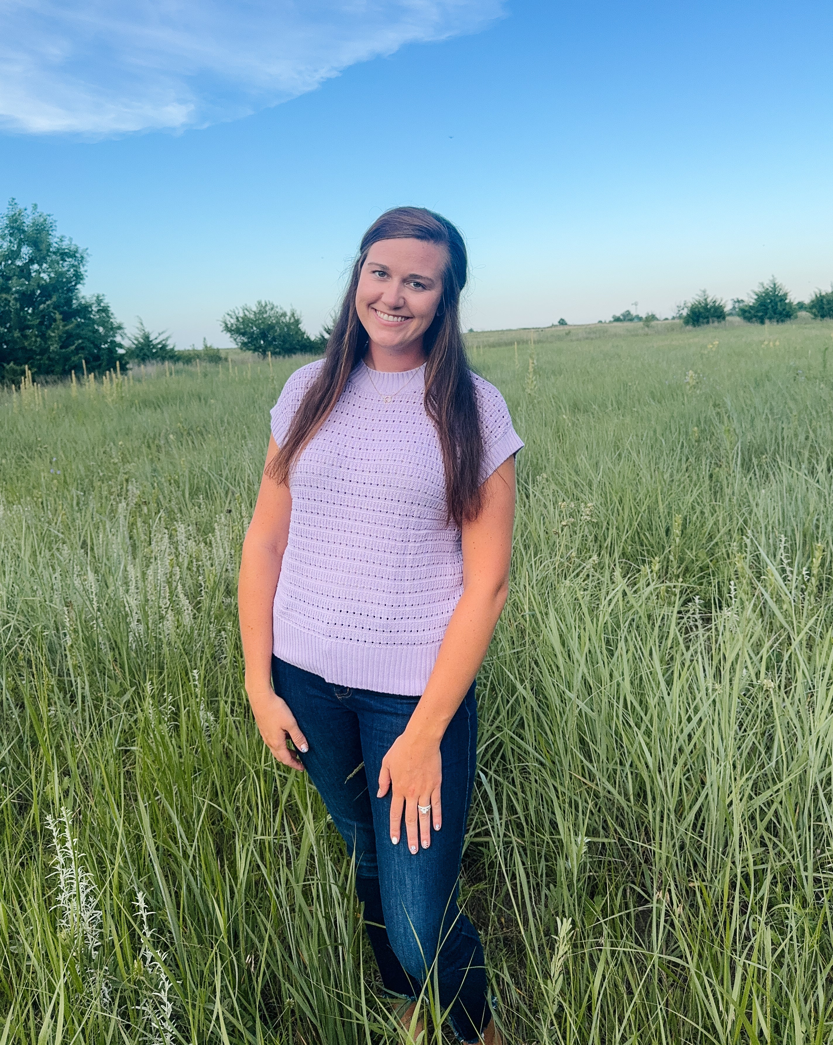 Lavender Ribbed Short Sleeve Sweater Top