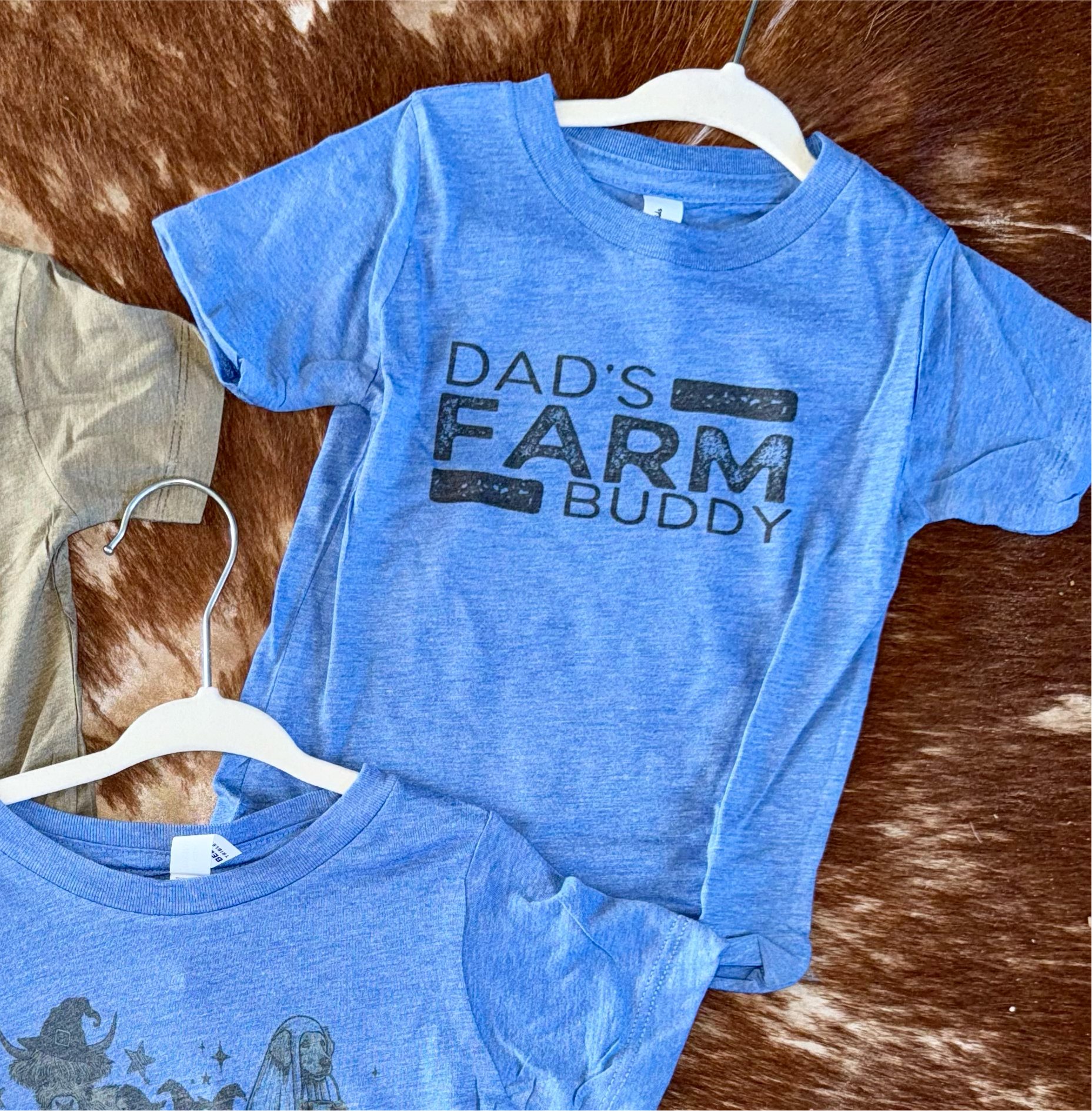 Blue Kids Dads Farm Buddy Tee