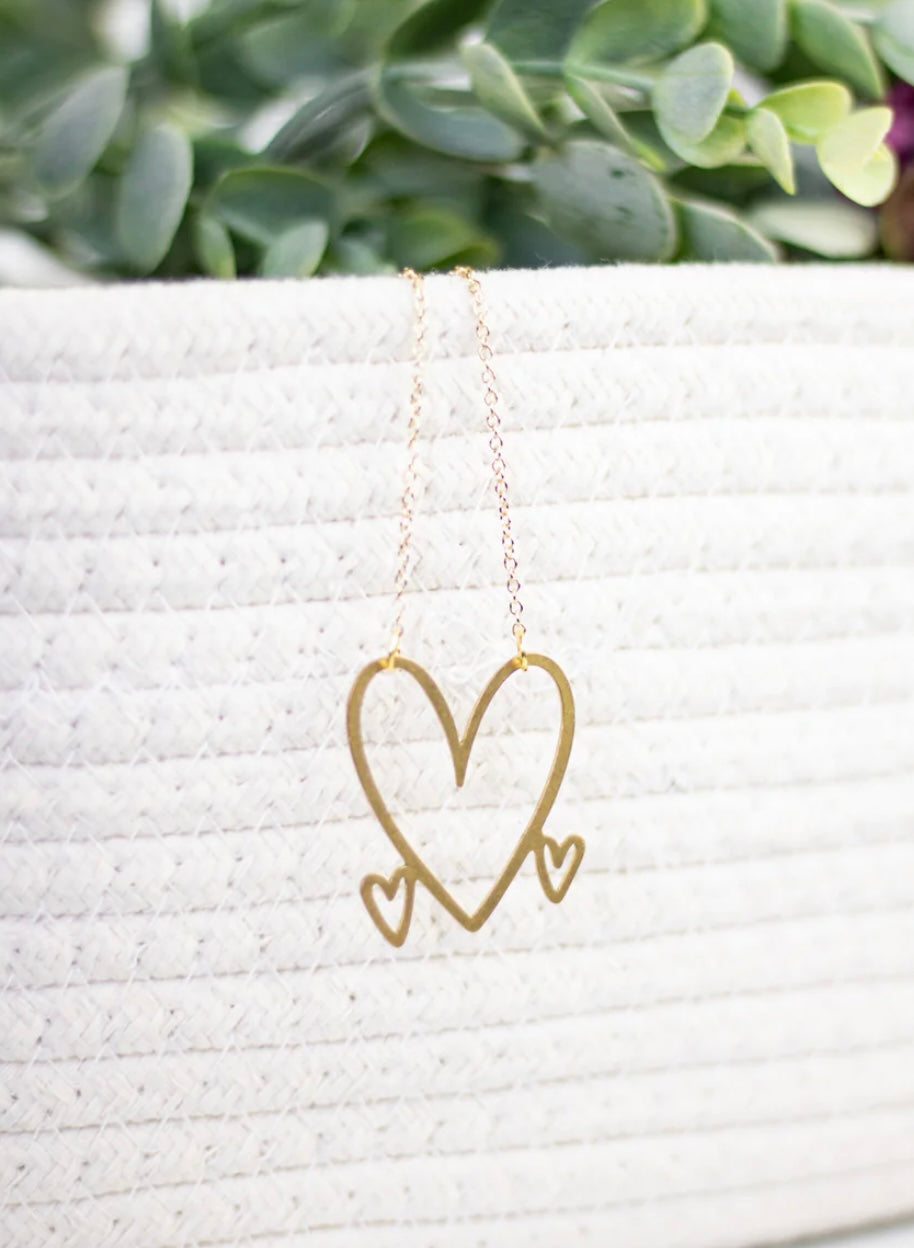 Gold Triple Heart Necklace