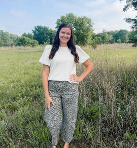 Cheetah Print Wide Leg Jeans
