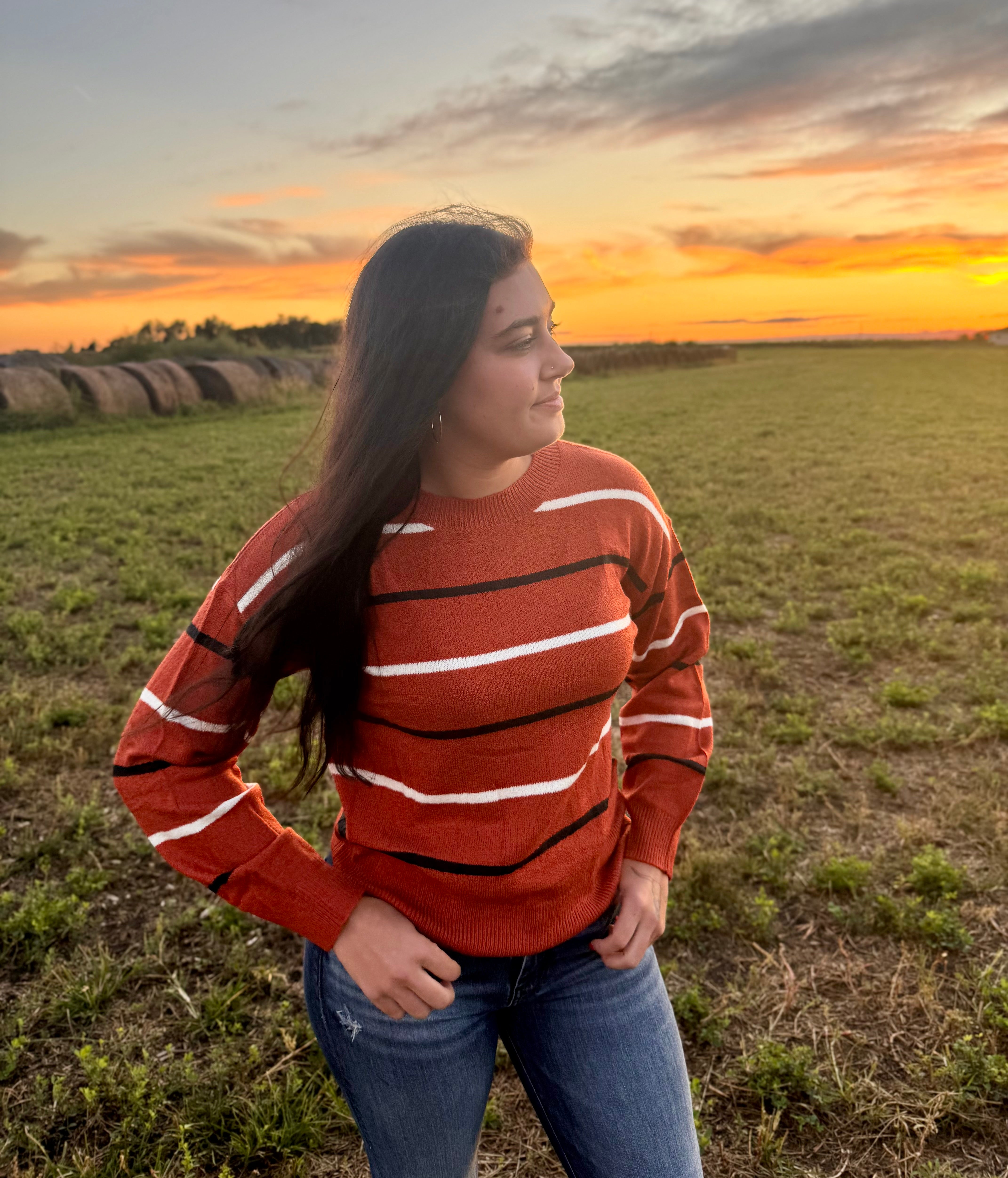 Brown Striped Sweater