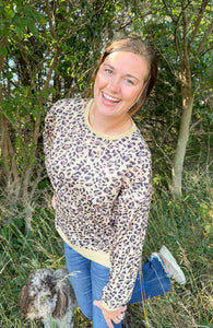 Leopard Print Long Sleeve Crewneck Top