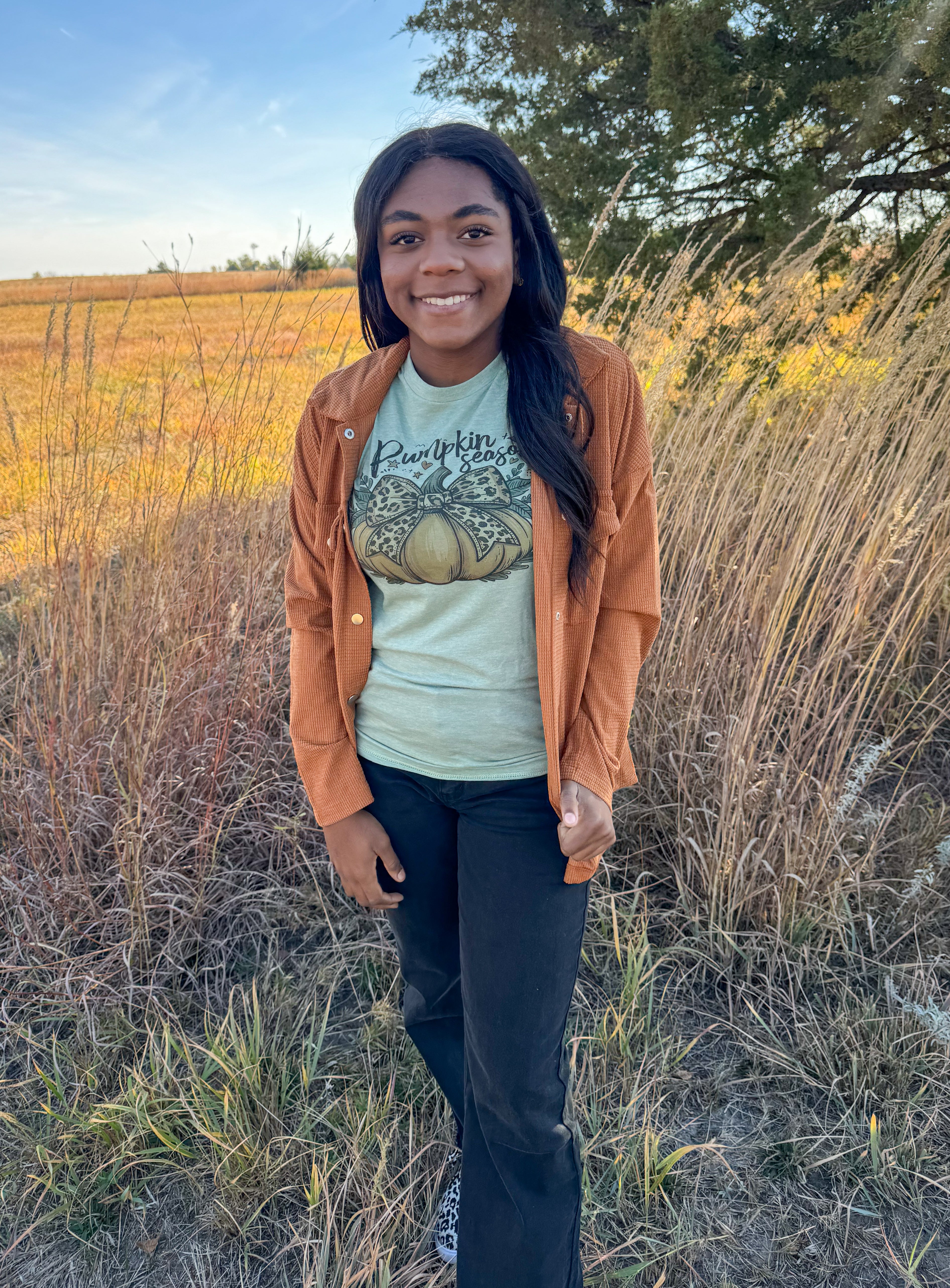 Green Pumpkin Season Graphic Tee