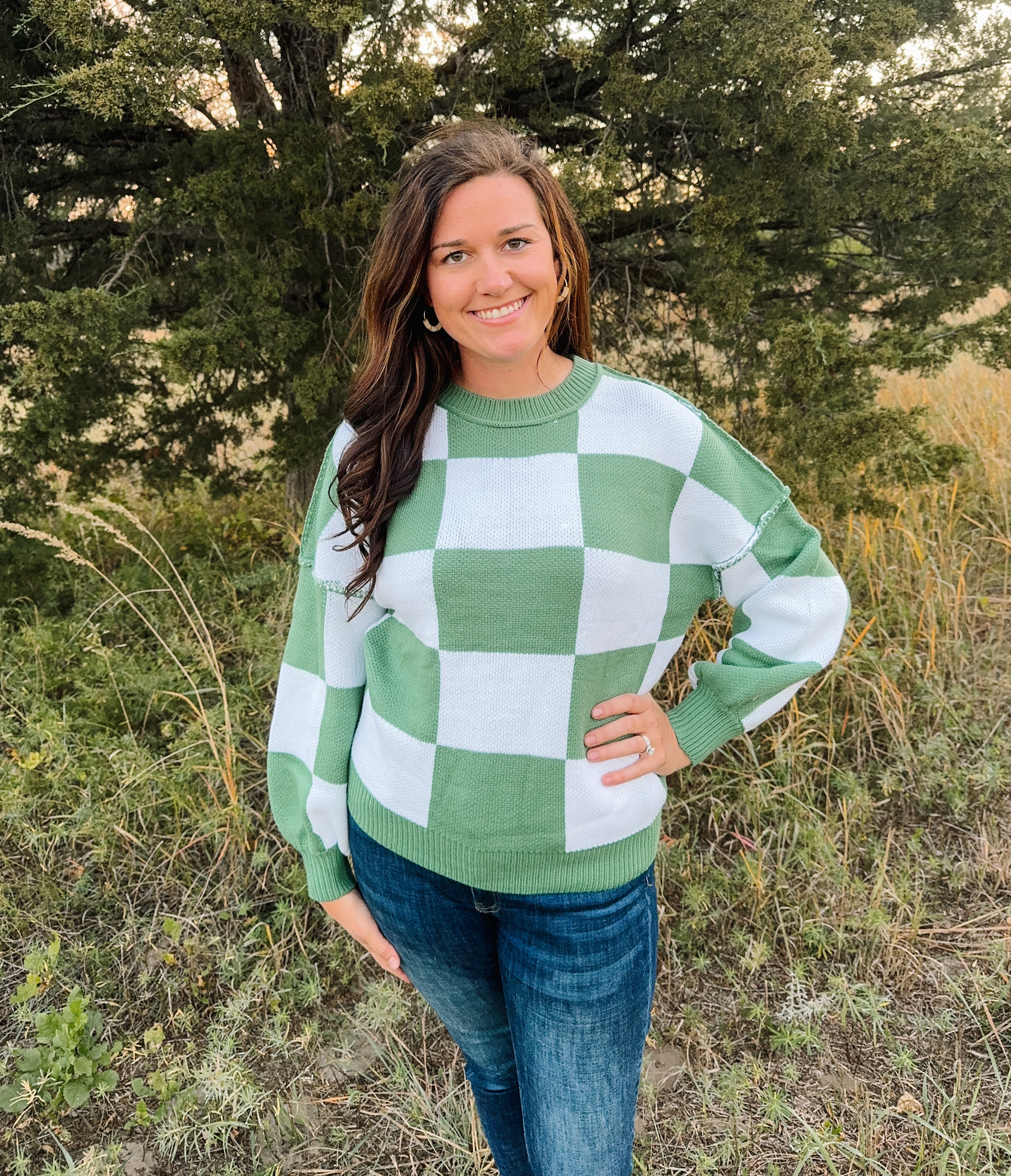 Green Checkered Sweater