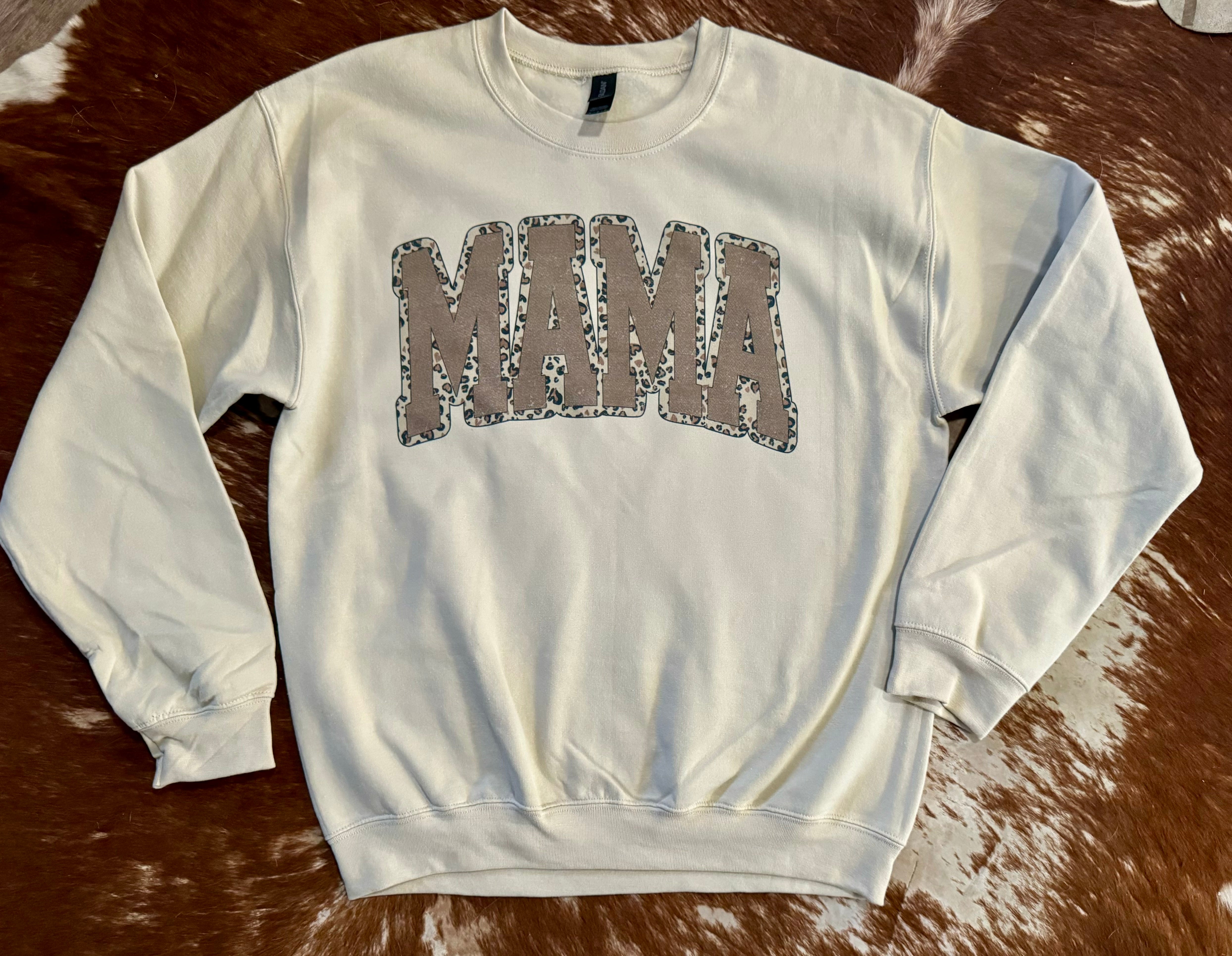 Mama Leopard Print Graphic Crewneck