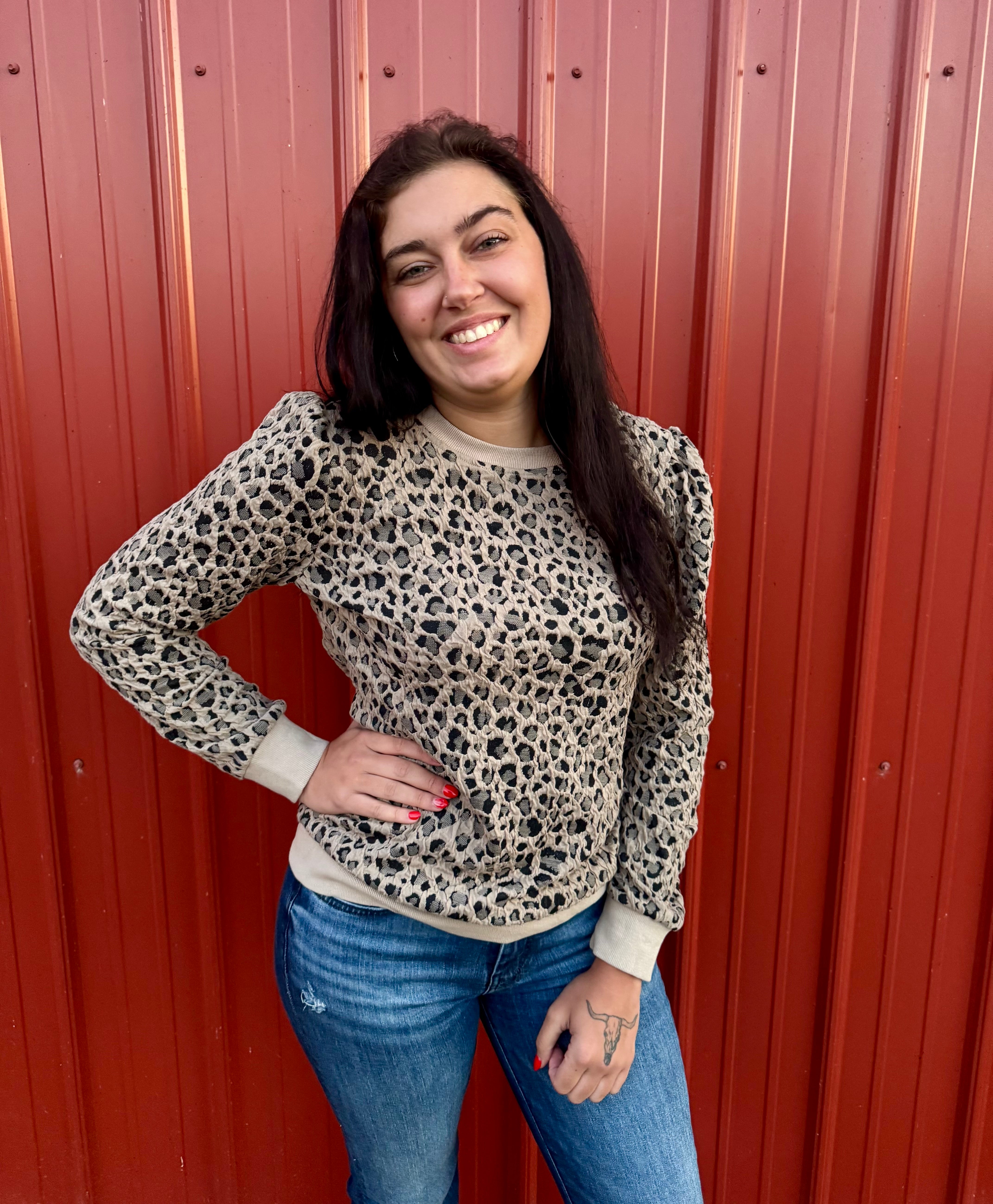 Leopard print long sleeve top