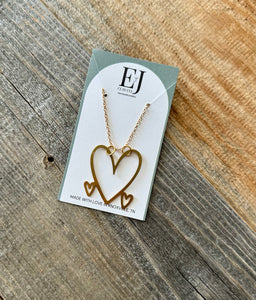 Gold Triple Heart Necklace