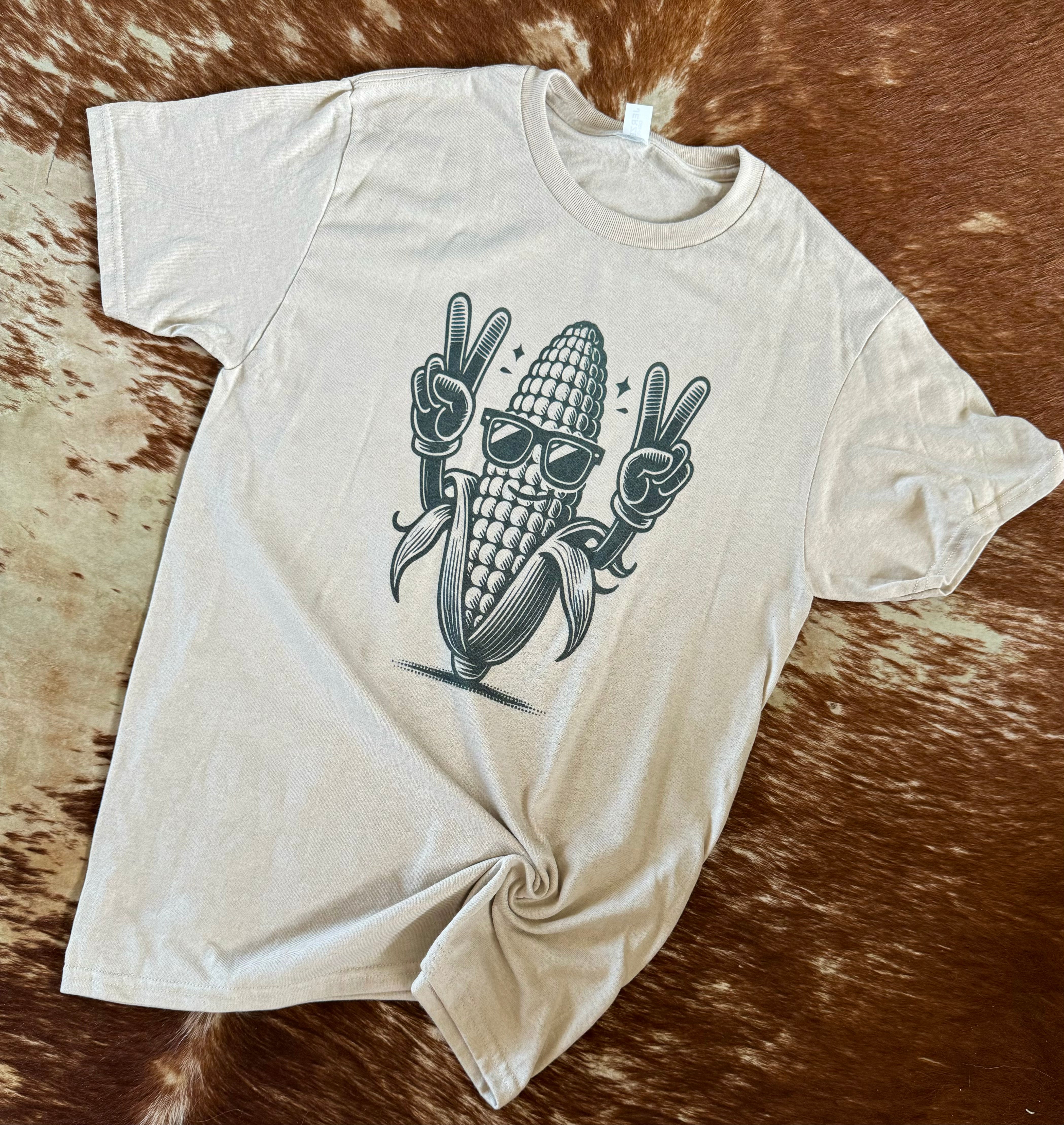 Sand Corn Peace Sign Tee