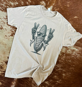 Sand Corn Peace Sign Tee