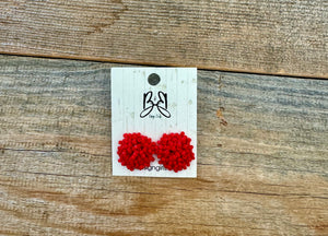 Red Bead Stud Earrings