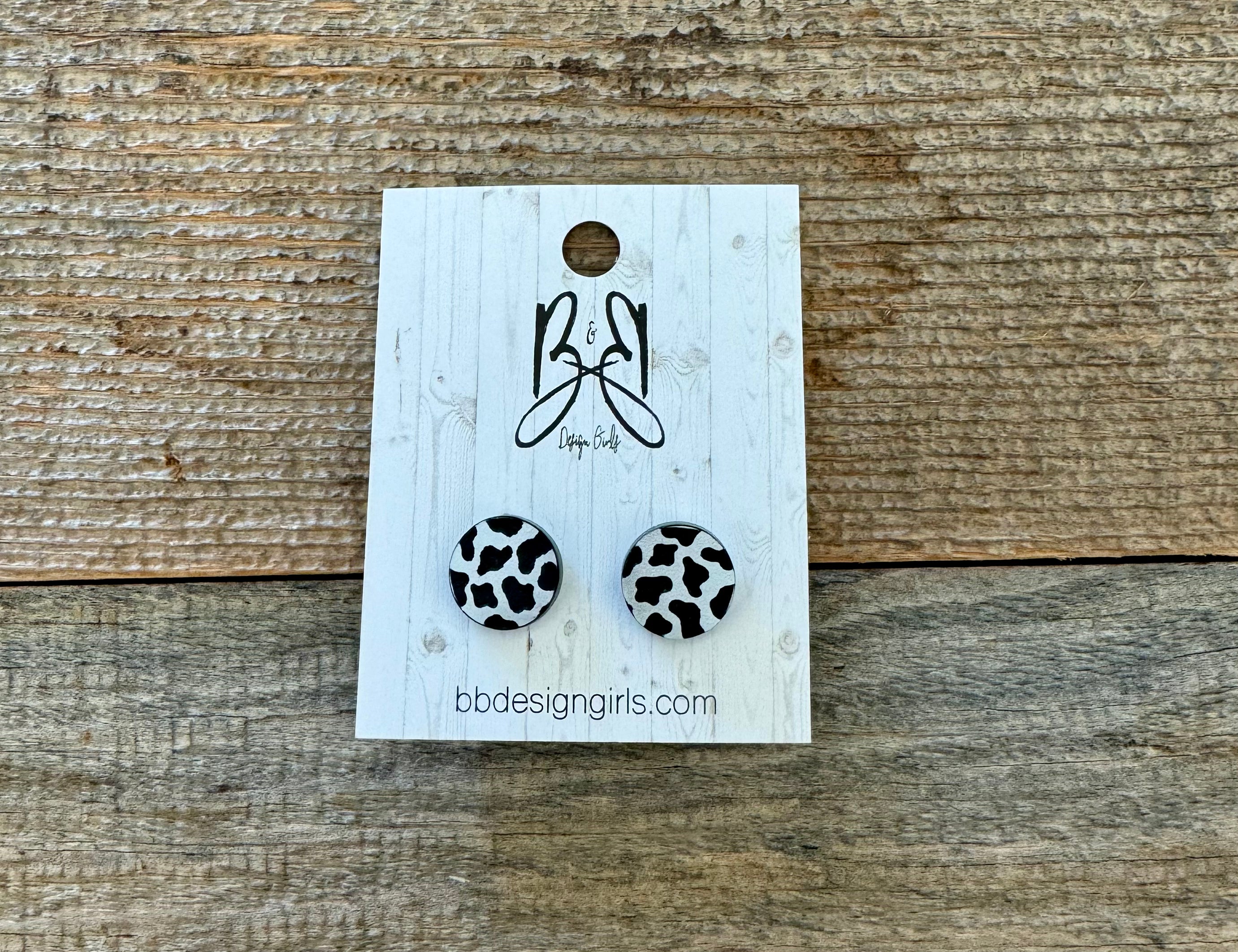 Cow Print Stud Earrings