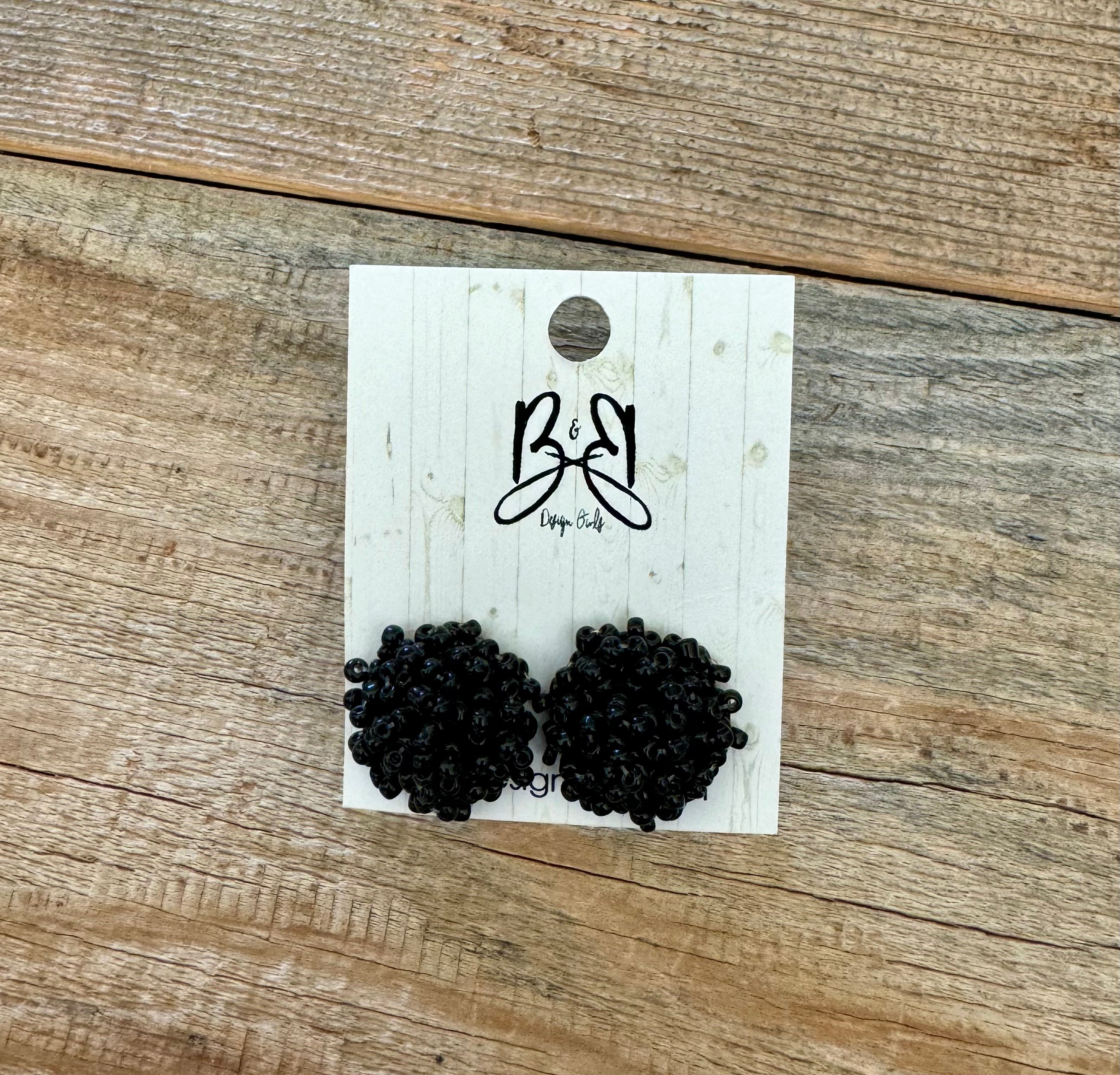 Black Pom Earrings