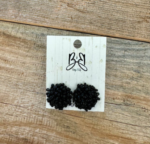 Black Pom Earrings