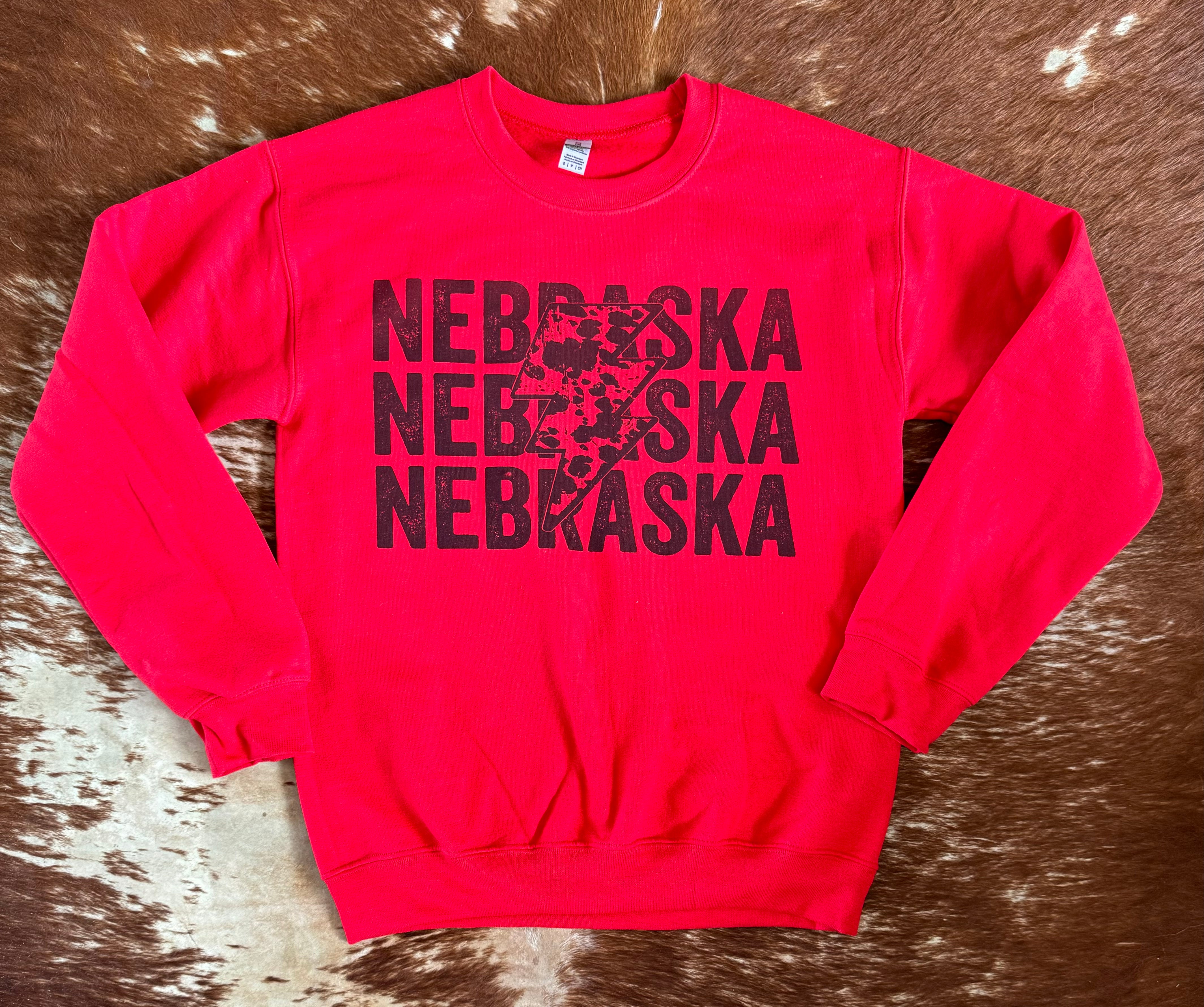 Red Nebraska Lt Bolt Crewneck