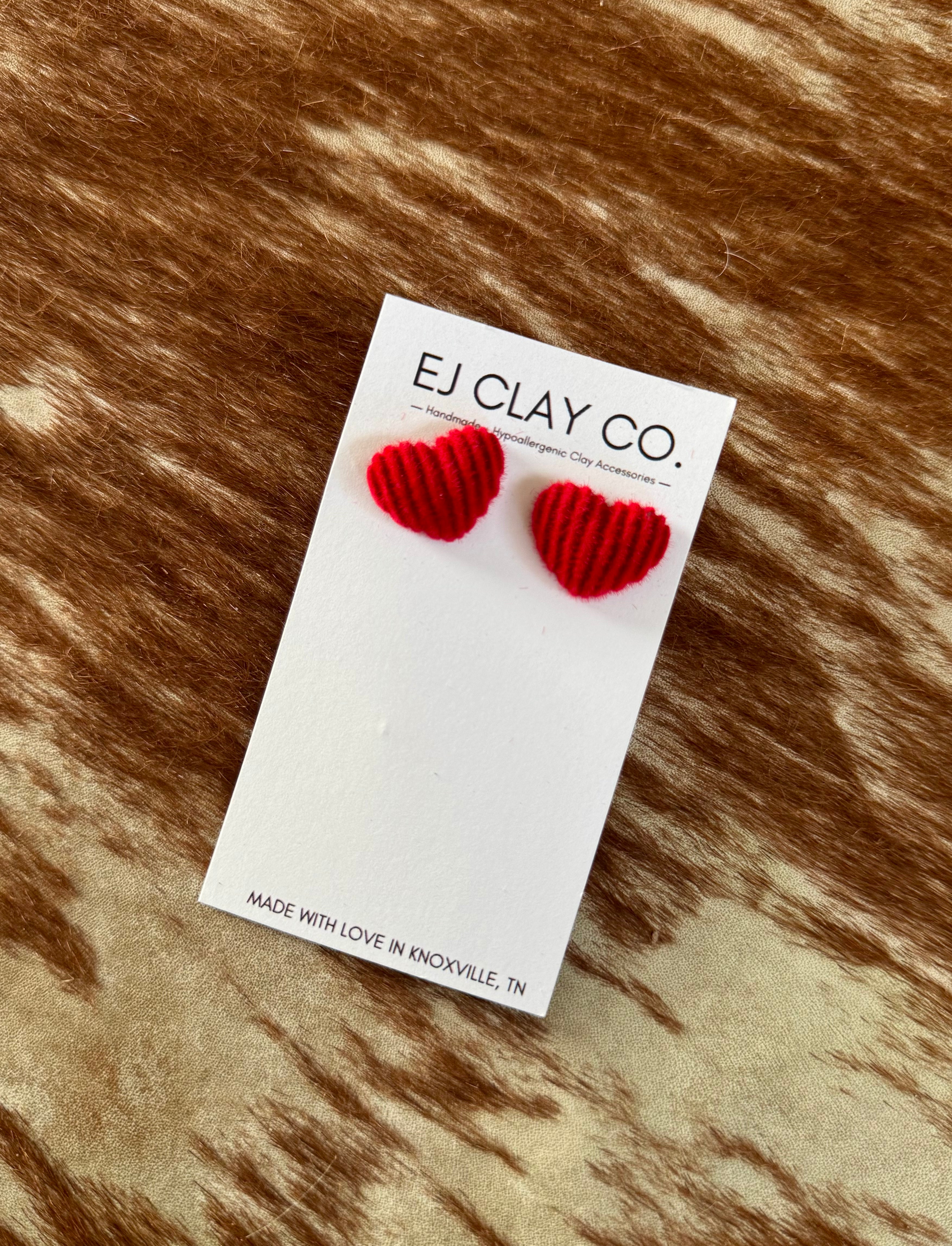 Red Puffy Heart Earrings