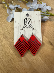Diamond Red Wood Earrings