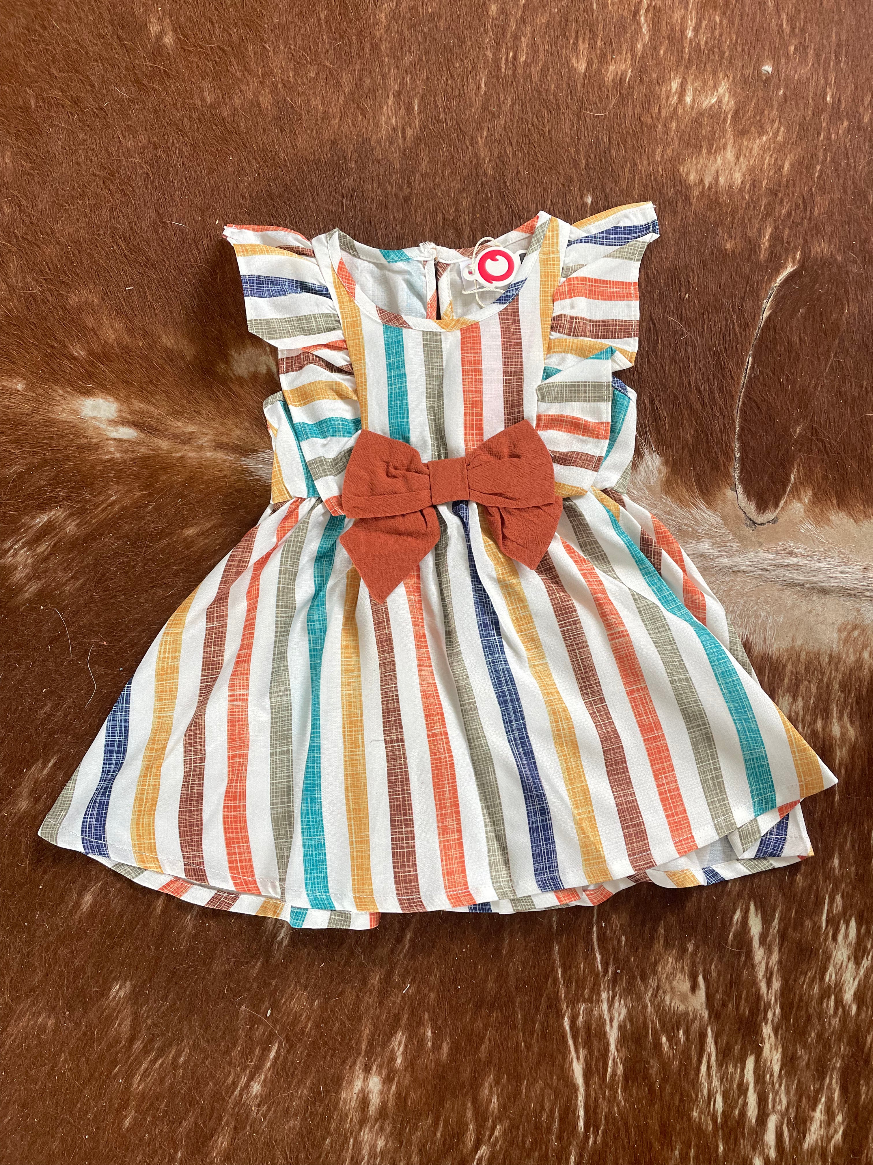 Striped bow baby sleeveless dress