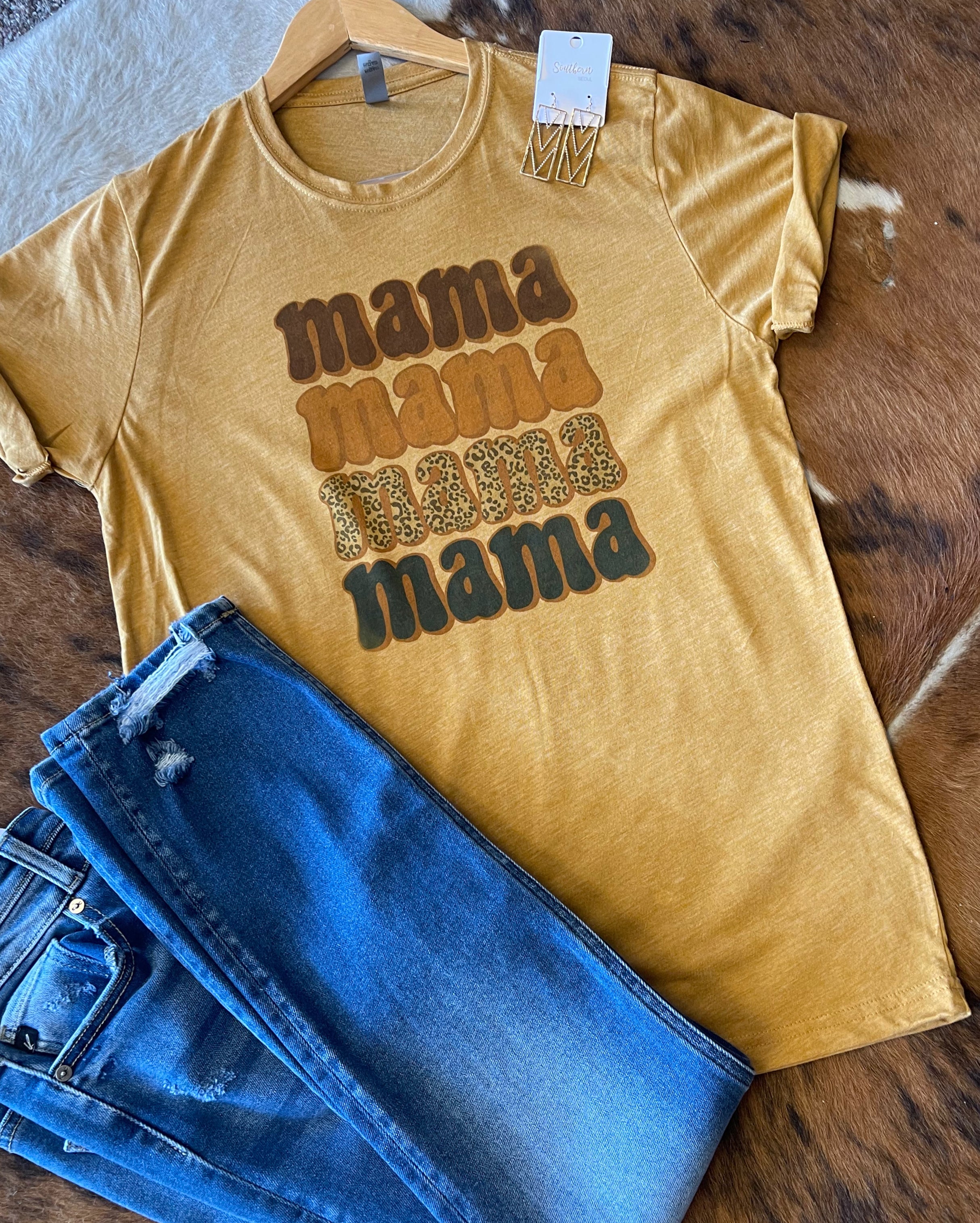 Mama x4  mustard graphic T