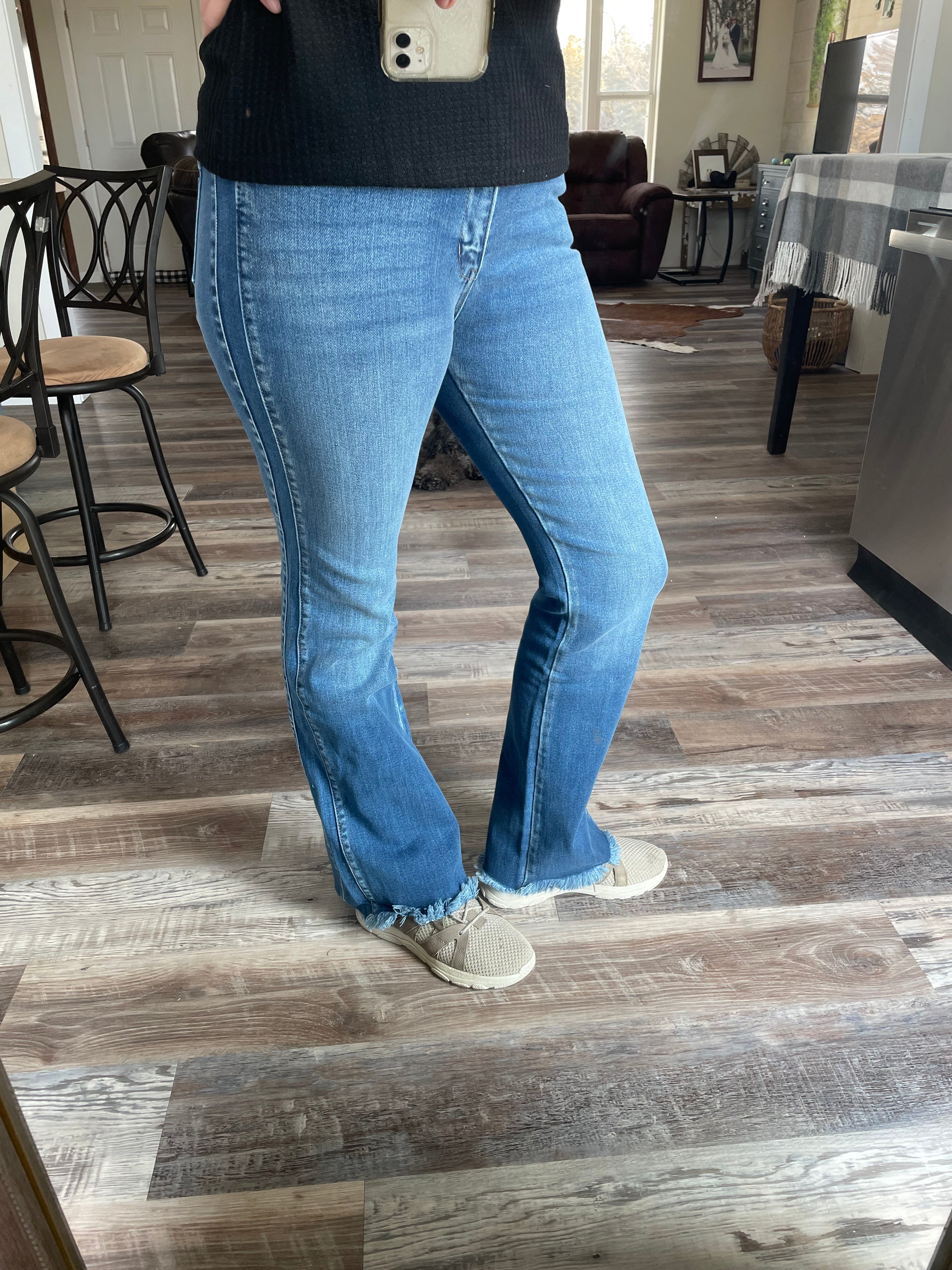 Medium wash high rise KanCan bootcut jeans