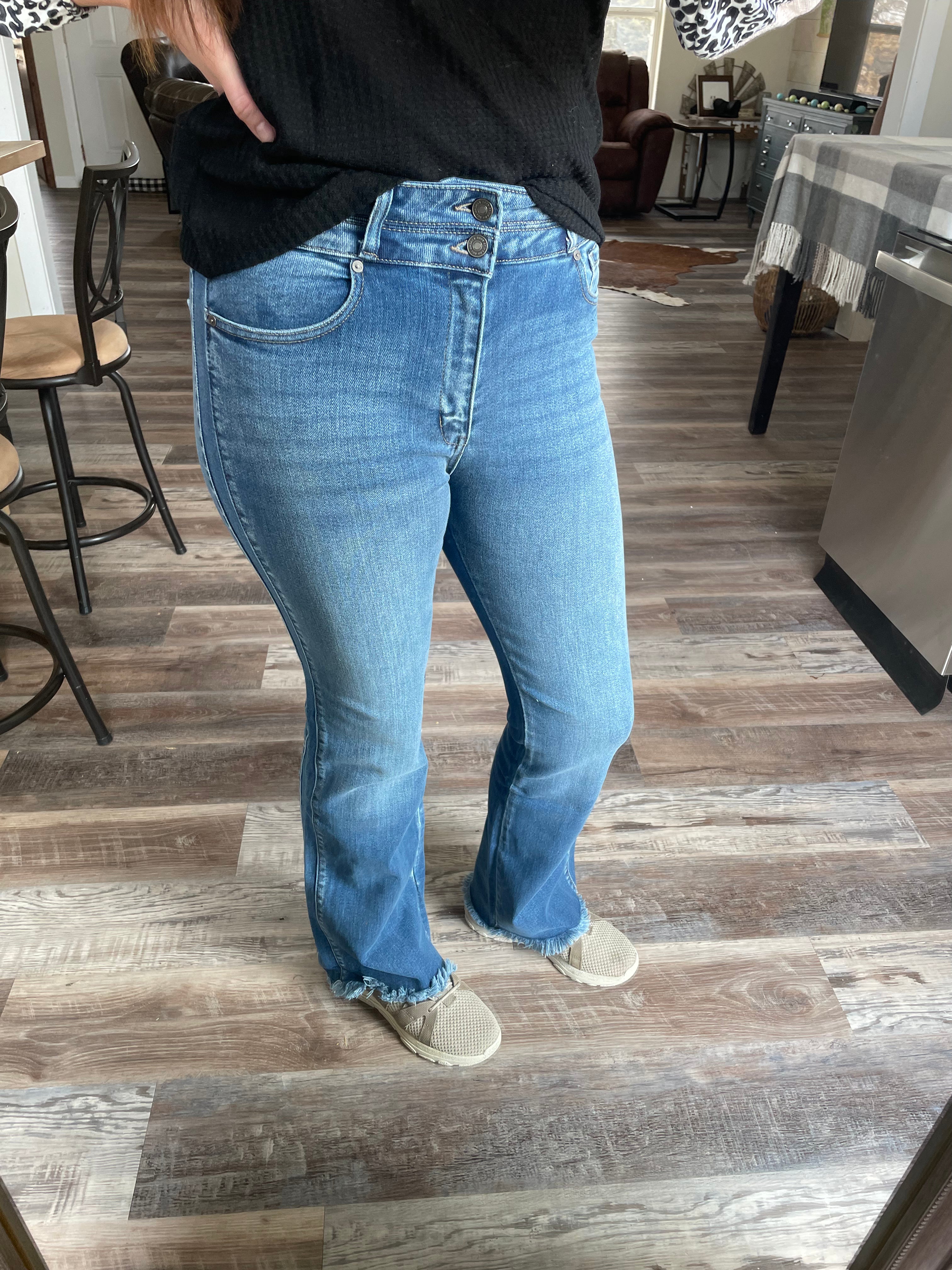 Medium wash high rise KanCan bootcut jeans