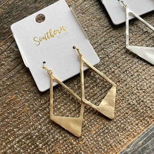 Hammered diamond cutout earrings