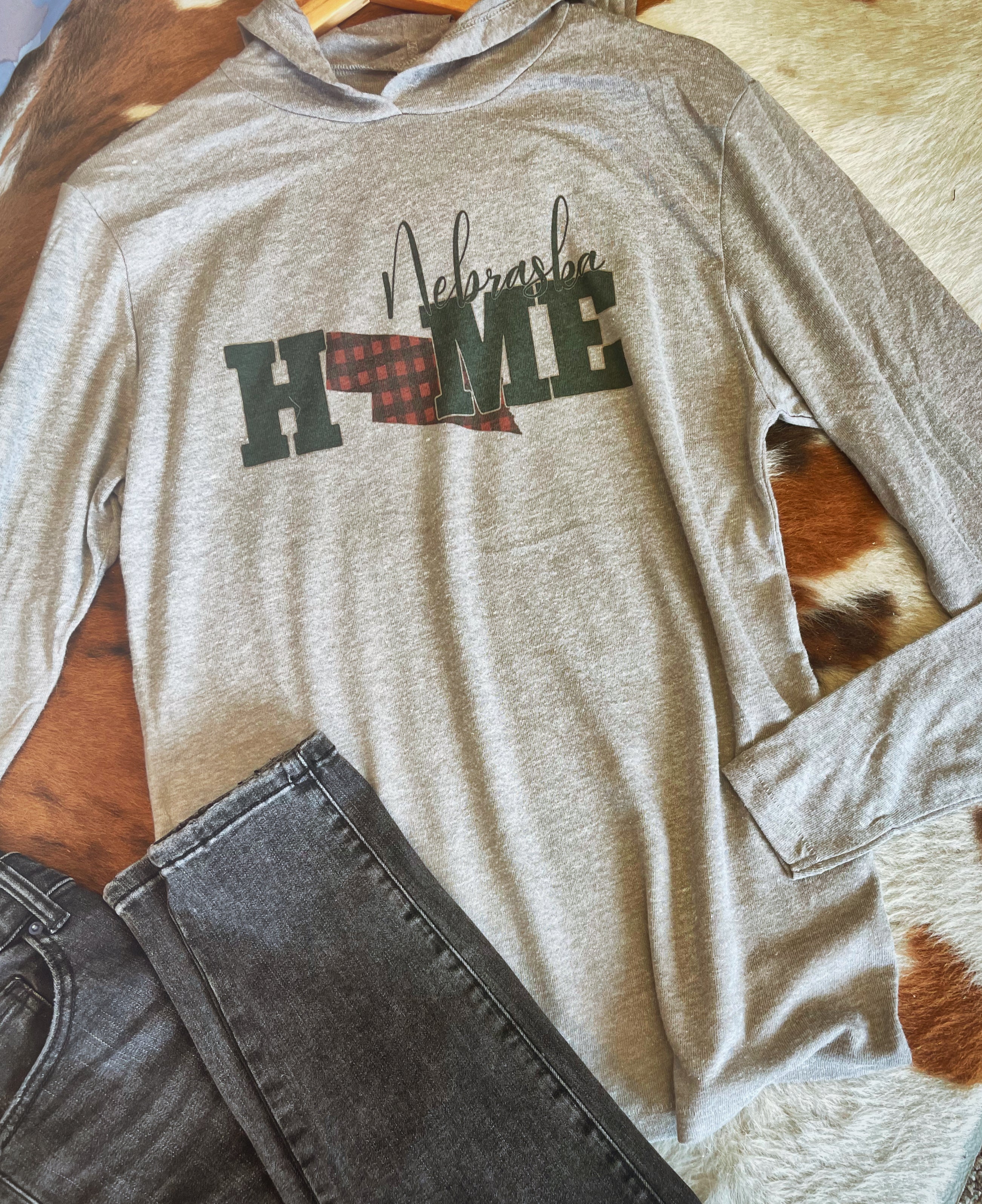 NE Home plaid lightweight hoodie