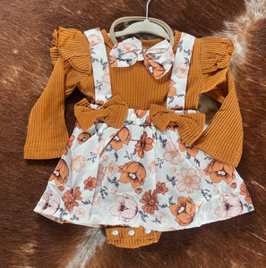 2 pc floral baby romper set