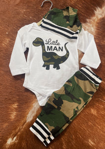 3pcs Baby Boy Dinosaur with Camouflage Set
